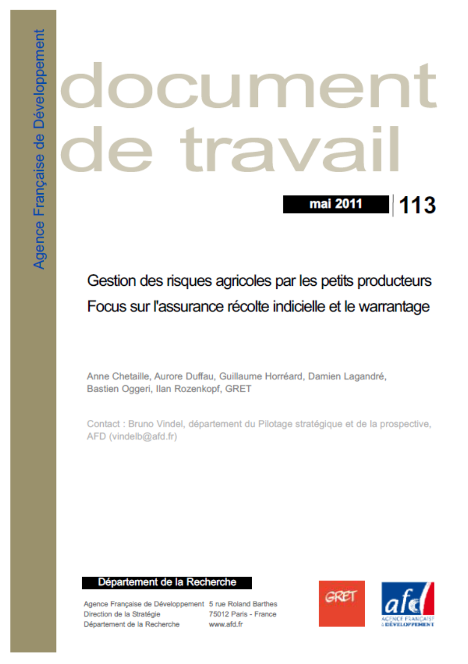 gestion des risques agricoles par les petits producteurs 2011