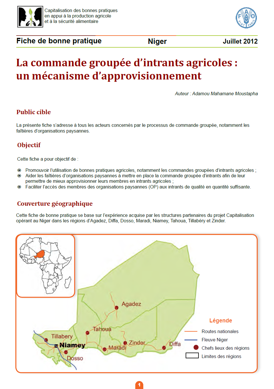 Commande groupee dintrants agricoles